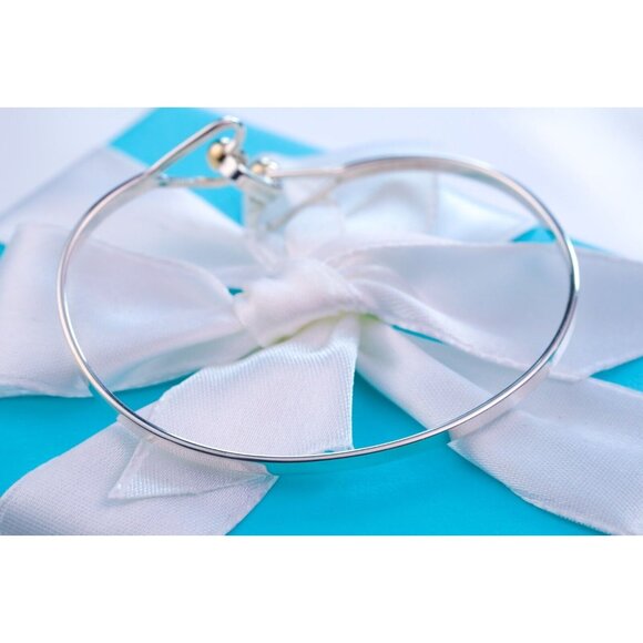 Tiffany & Co. Bracelet Double Heart Bangle in Sterling Silver & 14K Gold Accents - Picture 11 of 14